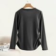 thumbnail image 4 of fatyb Women's Long Sleeve Tops Casual V Neck Cotton Shirts Solid Color Comfortable Blouses for Women, 4 of 6