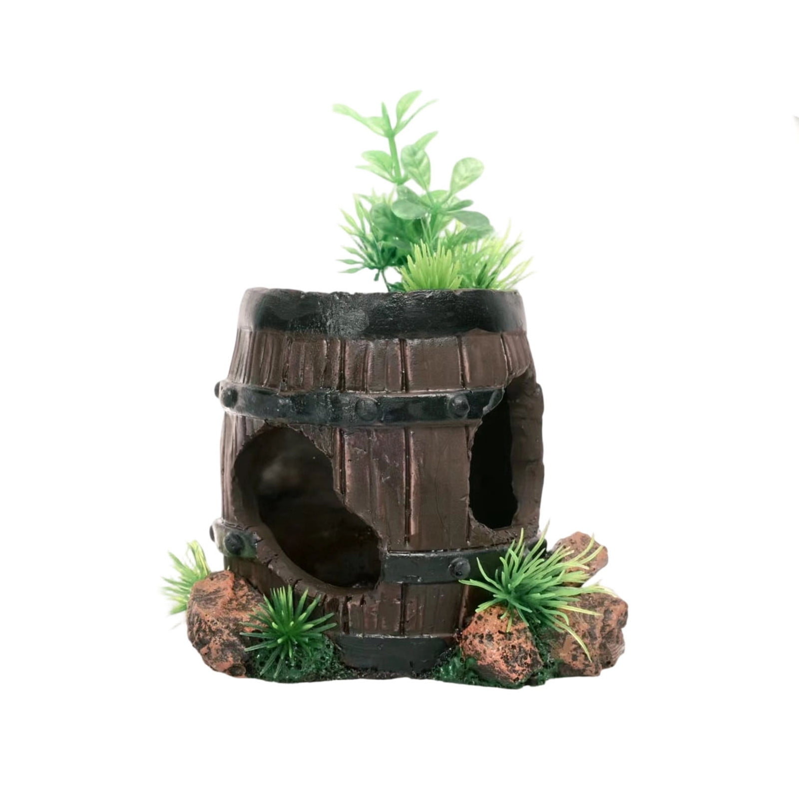 Fish Tank Decor Resin Cave Hideout Ornament Tree Trunk Driftwood Style Shelter for Betta Shrimp Goldfish Small Medium Aquariums Reptile Terrarium Hiding Accessories
