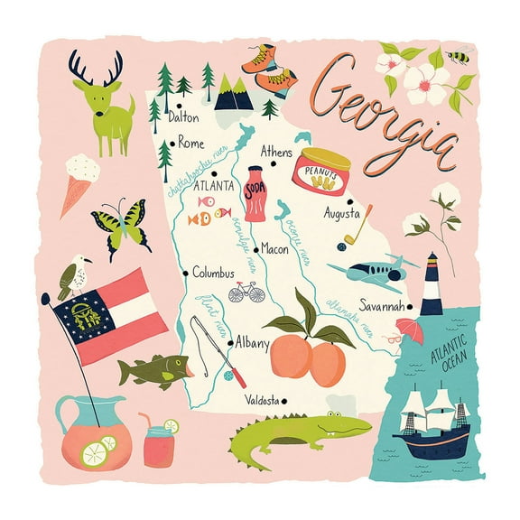 Thirstystone "Georgia Home" 4-Pack Tumbled Tile Coasters