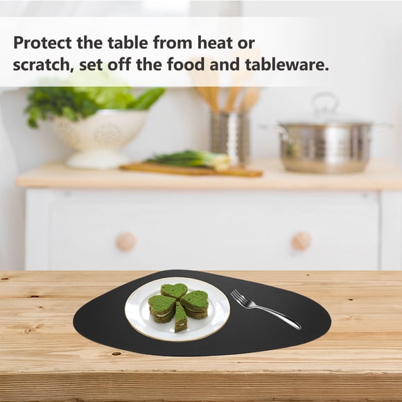 SWETRACE 4Set Heat Resistant Placemats For Dining Table In Black Pu