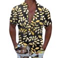 thumbnail image 1 of Camisas De Vestir Para Hombre Azul Hombres Casual Manga corta Primavera Verano Turndown Neck 3D Impreso Camisas Moda Top Blusa Camisas (Yellow, S), 1 of 4