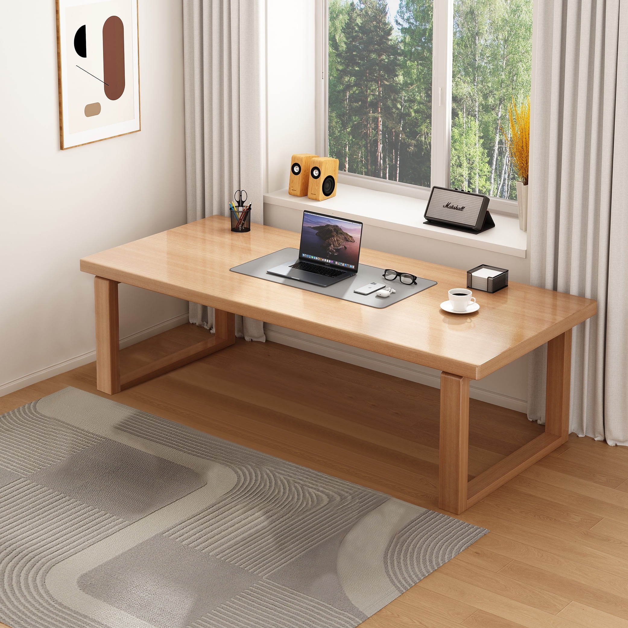 BALANBO 55 inch Executive Desk, Large Computer Office Desk Workstation, Modern Wood Writing Table