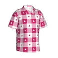 thumbnail image 2 of Hawaiian Shirt For Men, Hot Pink Plaid Heart Mens Button Down Short Sleeve Shirt, Summer Beach Shirts For Men, 2 of 2