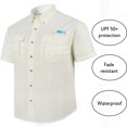 thumbnail image 3 of Tuna Men's Fishing UPF 50+ Sun Protection Anti-Static Waterproof Breathable Quickly Dry Hiking Short Sleeve Shirts Beige white 04 XX-Large, 3 of 8