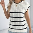 thumbnail image 6 of ZZwxWA Knit Sweater for Women Casual Short Sleeve Crew Neck Blouse Fashion Cap Sleeve Striped Printed Tops Fall Layer Tops, 6 of 7