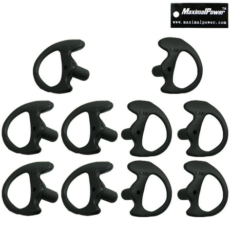 MaximalPower Two Way Radio Left & Right Medium Size Soft Silicon Open Ear Insert Earbud Earmold for Acoustic Coil Tube -Black Color (5-Pair Left+Right M)