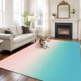 thumbnail image 2 of Large Area Rug 8'x10', Pink Teal Ombre Non-slip Runner Carpet for Living Room/Bedroom/Office, Modern Abstract Art Gradient Aesthetics Outdoor Indoor Area Rug Floor Mat for Kitchen/Dining Room, 2 of 9