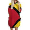 thumbnail image 1 of Robe à Manches Longues Drapeau de la Guyane Automne Hiver Robe Imprimée Femmes Robe Ligne A Drapeau de Guyana Guyanes, 1 of 5