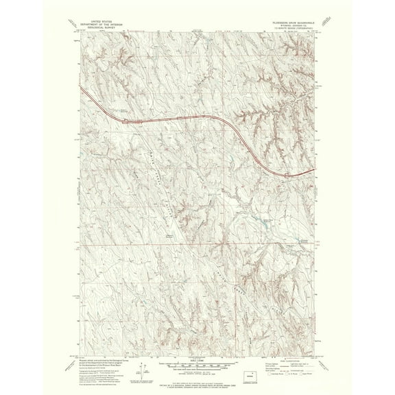 Topographical Map - Ploessers Draw Wyoming Quad - USGS 1972 - 23 x 29.37 - Vintage Wall Art
