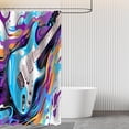 thumbnail image 6 of Guitar Shower Curtain for Bathroom, Abstract Graffiti Blue and Purple Guitar Music Shower Curtain Set Waterproof Fabric Bathtub Curtain Decor with 12 Hooks, 72x72 inches, 6 of 6
