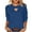 Blue, variant on Women’s 3/4 Sleeve Tops Spring Loose Fit Heart Cutout Keyhole Neck Top Casual Summer Lightweight Shirts