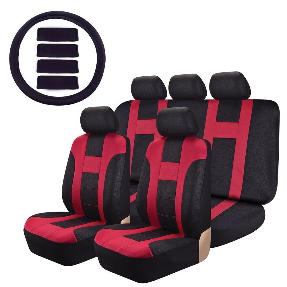 Car Seat Covers OMISS Sports Racing leatherlook Universal Fit Full Set Car Covers Fit Most Car
