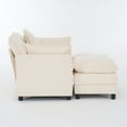 thumbnail image 5 of Noble House Modern Chenille Upholstered Accent Chair with Ottoman, Solid Wood Frame, Beige, 5 of 8