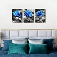 thumbnail image 6 of Bedroom Wall Art For Living Room Bathroom Wall Decor For Kitchen Family Pictures Artwork Black And White Blue Rose Flowers Canvas Paintings 12" X 16" 3 Pieces Framed Modern Office Home Decorations, 6 of 6