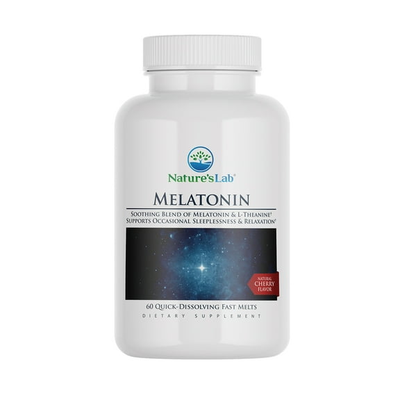 Nature's Lab Fast Melt Melatonin Tablets - 25 mg of L-Theanine   6mg of Melatonin - 60 Count