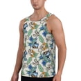 thumbnail image 2 of Xecao Dinosaurs And Leaves Men's Tank Top Workout Quick Dry Sleeveless Gym Jogging Muscle Shirts Summer Swim Beach Tops, 2 of 9