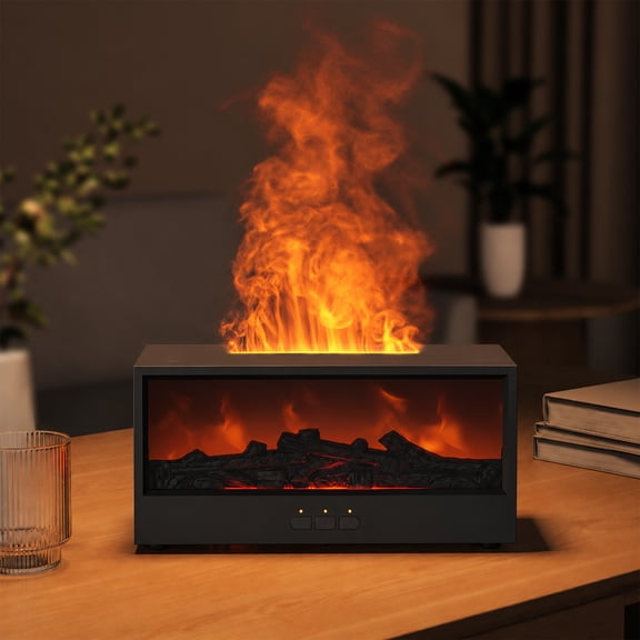 DAYBETTER Essential Oil Diffuser with Fireplace Flame Effect, 7 Colors Flame Light, Ultrasonic Mist for Aromatherapy with Remote Control and Timer for Home, Bedroom, Office