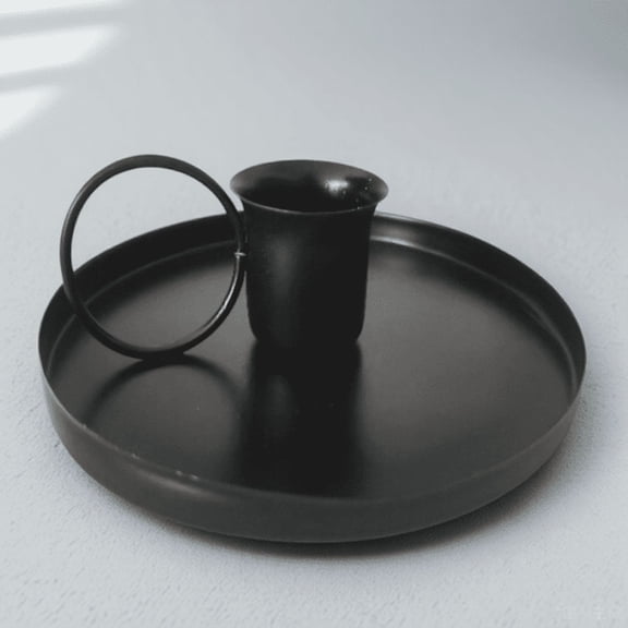 OHOIOLLA Vintage Black Ironwork Metal Candleholder Decorative Candlestick 1 Pc