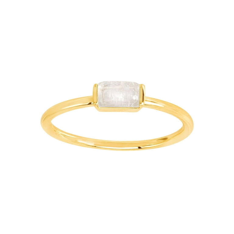 Women s Finecraft Baguette Cut Natural Moonstone June Birthstone Ring in 1K Gold Size 7