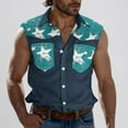 thumbnail image 2 of Camisas de Cuello para Hombres, Moda Casual Día de la Independencia Imprimir Turndown Bolsillos sin Mangas Tanque Deportivo, 2 of 5