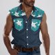 thumbnail image 2 of Camisas de Cuello para Hombres, Moda Casual Día de la Independencia Imprimir Turndown Bolsillos sin Mangas Tanque Deportivo, 2 of 5