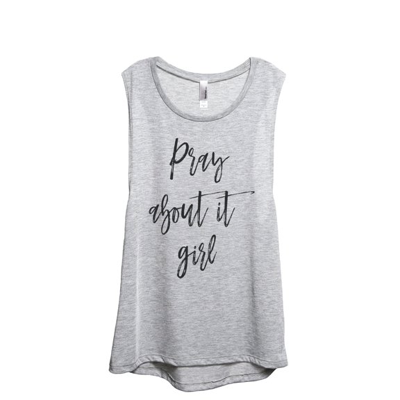 Pray About It Girl Women's Fashion Sleeveless Muscle Workout Yoga Tank Top Sport Grey Medium