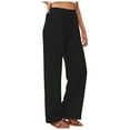 thumbnail image 1 of Women's High Waisted Linen Wide Leg Drawstring Pants - Casual Flowy Trousers with Pockets, Elastic Waist for All Seasons, 1 of 6