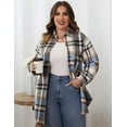 thumbnail image 2 of PPYOUNG Women's Plaid Shackets Flannel Long Sleeve Button Down Shirts Outwear Coat Jackets, Blue, 2 of 4