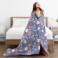 thumbnail image 5 of ZNDUO Cartoon Stationery Blue Pattern Throw Blanket, Lightweight Cozy Soft Throw Blanket for Couch, 50"x40" Throw Blankets for Bed, 5 of 8