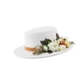 thumbnail image 2 of Tunhigl 22.02"-22.81" Women's Floral Decor Wide-Brimmed Hat, Polyester Flat-Top Fedora for Weddings, Parties & Outdoor Events, 6 Colors, 2 of 3