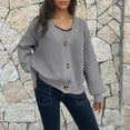 thumbnail image 4 of Jjayotai Women's Chunky Knit Open Front Sweater, Long Sleeve Button Down Loose Short Cardigan Outerwear Coats Gray XL, 4 of 4