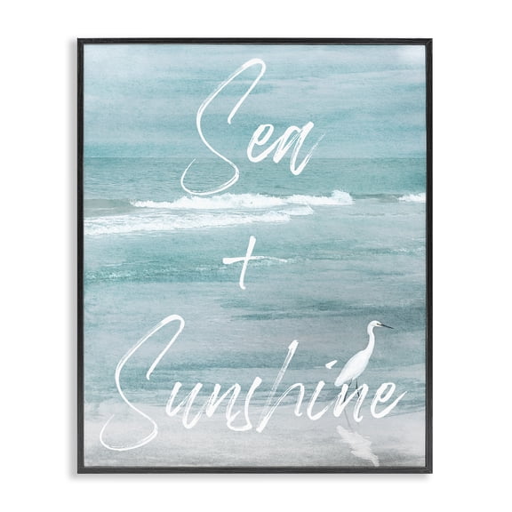 Stupell Industries Coastal Sea & Sunshine Phrase Black Framed Giclee Art, 11 x 14, by Christine Zalewski