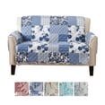 thumbnail image 1 of Great Bay Home Patchwork Festonné Protecteur de Meubles Imprimés. Couverture de Causeuse Résistant aux Taches. (Taupe, Marine), 1 of 4