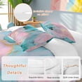 thumbnail image 2 of 3 Piece Teal Pink Marble Duvet Cover Set Twin Size,Microfiber Comforter/Quilt Cover with Corner Ties and 2 Pillowcases,Abstract Ink Painting Modern Luxury All Season Soft Bedding with Zipper Closure, 2 of 8