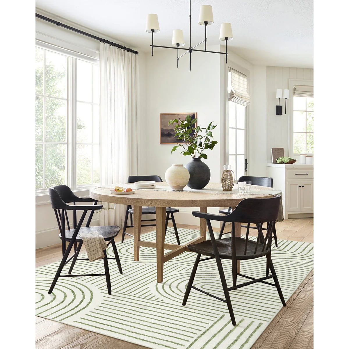 Moynesa 5'x7' Abstract Washable Rug, Soft Bedroom Rug Non-Slip Area Rugs for Living Room , Ultra-Thin Modern Accent Rug Large Indoor Carpet for Dining Room Office Dorm Playroom, Green