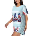 thumbnail image 3 of Womens Pajama Sets With Pocket, Cute Gnomes in USA1 Lounge Sets Short Sleeve Sleepwear PJ Sets for Women, 3 of 6