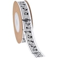 thumbnail image 1 of 1 Roll White Printed Cotton Ribbon 5/8 Inch About 10.94 Yards Musical Note Garment Accessories for Men Women, 1 of 1