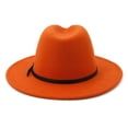 thumbnail image 4 of CIENVNSTG Vintage Unisex Fedora Hat Wide Flat Top Belt Buckle Detail Casual Fashion Cap for Party Church Wear Orange, 4 of 5