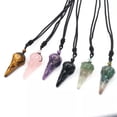 thumbnail image 2 of Natural Crystal Crow Head Bird Skull Hand Necklace Carving Quartz Stone Pendant, 2 of 9