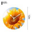 thumbnail image 2 of 12 Inch Wall Clock Battery Operated Silent Clock Decorative for Office, Kitchen, Outdoor, Living Room，Sunlight Through Sunflower Leaves Beautiful, 2 of 4