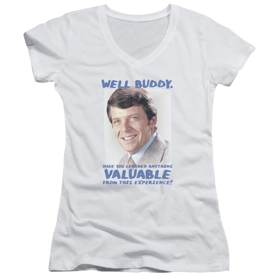 Brady Bunch Buddy Junior Women's V-Neck T-Shirt White