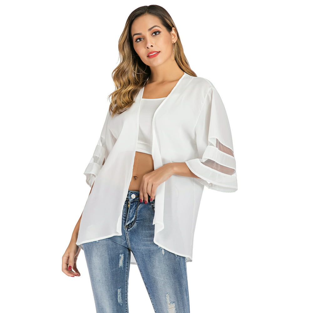 Dodoing - DODOING Women's Fashion Cardigan Open Front 3/4 Sleeve Loose ...