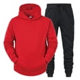 thumbnail image 2 of toraway Mens Suits 2 Piece Slim Fit Autumn Mens Color Matching Two Piece Hooded Pocket Lace up Pullover Sweater Pants Set Suits S, 2 of 3