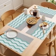thumbnail image 5 of Turquoise Chevron Placemats Set of 12 Geometric Grey Wavy Striped White Place Mats Indoor Wipeable Table Mats Washable Cloth Dining Table Placemats for Kitchen Holiday Party Home Decor 13x19 Inch, 5 of 9