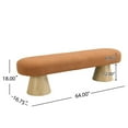 thumbnail image 3 of Dining Bench for Dining Room, Upholstered Bedroom End of Bed Entryway Bench, Boucle Ottoman for Living Room, 64"L Orange Stool Top Wood Leg 300 LBS Weight Capacity, 3 of 5