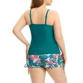 thumbnail image 2 of Women Plus Size Tankini Ruffle Swimsuit Two Piece Flowy Swimdress Tummy Control Bathing Suits with Boyshorts, 2 of 6