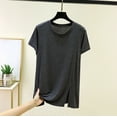 thumbnail image 2 of Qgtaibl Plus Size Athletic Shirts for Women Casual Modal Short Sleeve Side Split Tops Summer Breathable Stretch Running Gym T-Shirts Dark Gray XXXL, 2 of 7