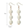 thumbnail image 6 of Dream Lifestyle 1 Pair Hook Earrings Spherical Weave Rattan Bohemian Long Dangle Earrings for Vacation, 6 of 8