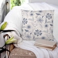 thumbnail image 3 of 18x18 Pillow Covers Set of 2, Blue Flower Vintage Throw Pillow Covers Decorative Couch Cushion Case, Abstract Ethnic Floral Pastoral Microfiber Square Pillowcases for Bedroom Car Living Room, 3 of 7