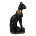 thumbnail image 6 of Black And Gold Egyptian Goddess Bastet Cat Sitting Figurine 9"H Decor Statue, 6 of 10